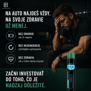 Muž po 40 s produktom LR 5in1 Men’s Shot ako podpora vitality mužov po 40